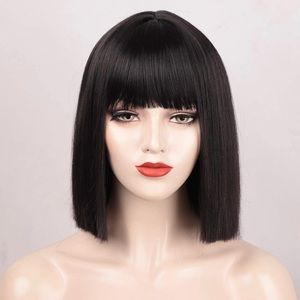 Black bob wig with bangs